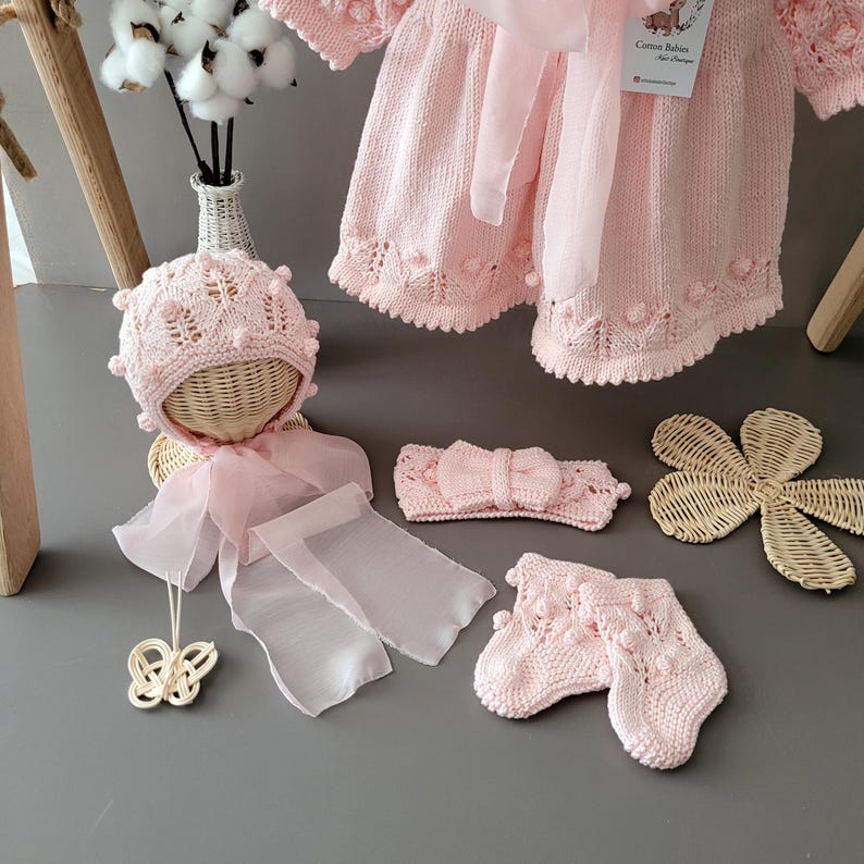 Adorable Organic Cotton Knit Dress Set for Newborns - Uroczy zestaw dzianinowych sukienek dla noworodka