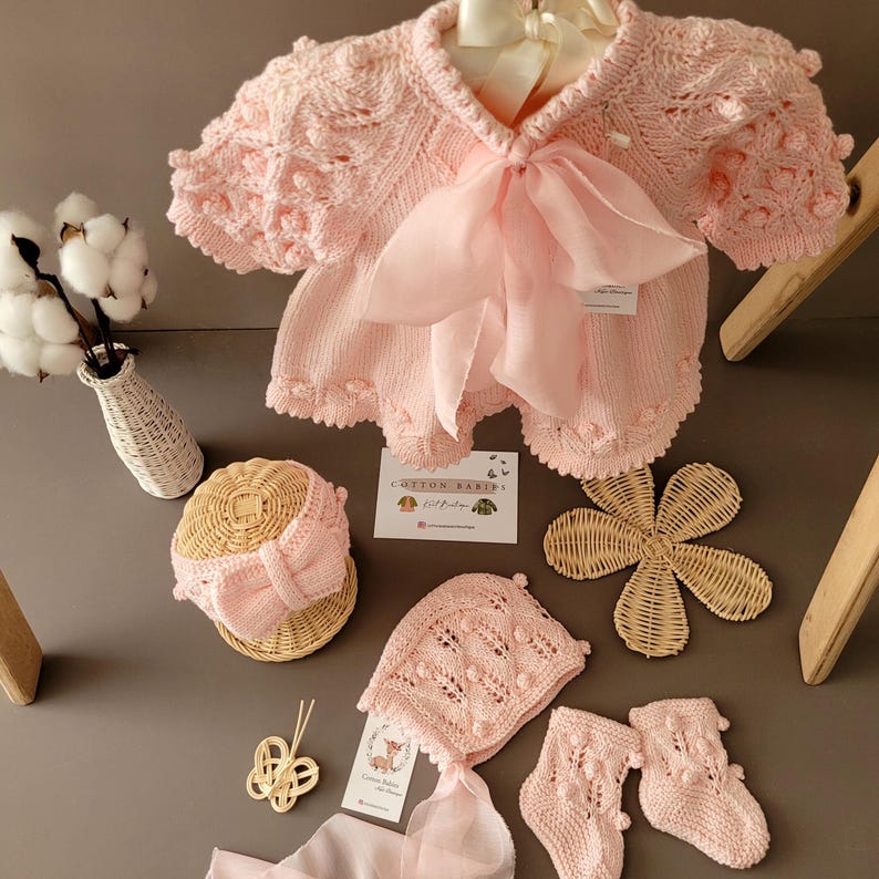 Adorable Organic Cotton Knit Dress Set for Newborns - Uroczy zestaw dzianinowych sukienek dla noworodka